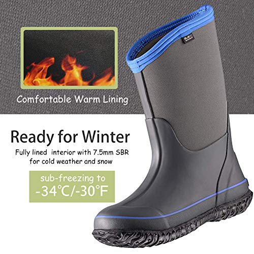 Mcikcc Kids Rain Boots, Waterproof Rubber Boots, Muck Boots For Toddler Boys Girls, Mid Calf Lightweight For Garden Fishing Farm, Dark Gery Size 7 #TOP3