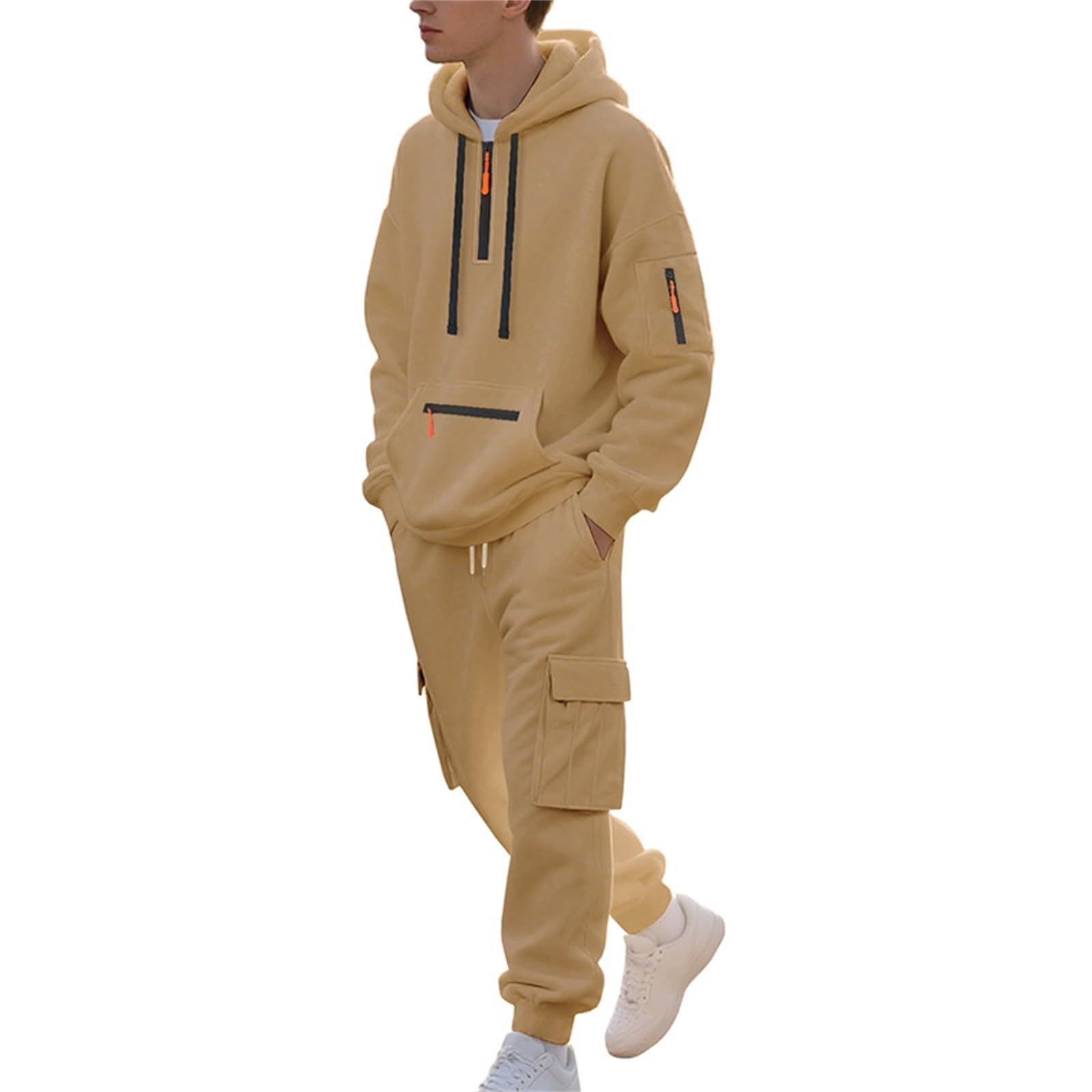 Tuta da uomo Insieme Inverno, Set da uomo chic e casual, tuta da corsa in palestra fitness, abbigliamento urbano moderno, abbigliamento autunno inverno caldo, abbigliamento felpa con cappuccio