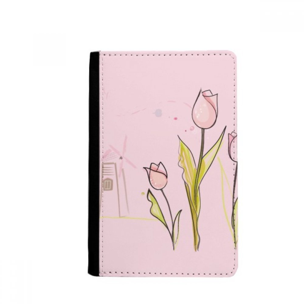 Windmill Tulip House Greenery Plant Flower Passport Holder Notecase Burse Wallet Cover Card Purse