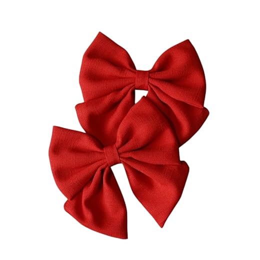 Laço de cabelo infantil vermelho, kit com 2 presilhas infantis no bico de pato, laço infantil grande 11 x 6 cm, duplinha de laços, parzinho de laços