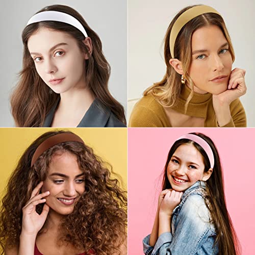 Wecoe 10 Pack Satin Headbands 1.3 Inch Wide Headband Girls Neutral Headbands Women Non Slip Fashion Head Band Hair Bands Diy Holiday Hair Accessories Women Girls Diademas Coreanas Para Mujer #TOP3