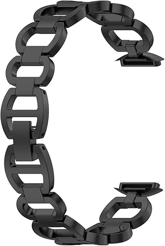 Miniatura 5 de Bandas de acero inoxidable compatibles con Fitbit Luxe, elegante pulsera de metal con cadena de vaquero para accesorios de lujo, mujeres y hombres