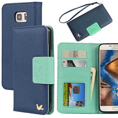 Ailun Phone Case for Galaxy Note 5, Premium PU Leather&Soft TPU,Impact Resistant&Scratch-Proof Credit Card Holder,Magnetic Flip Cover[Blue]