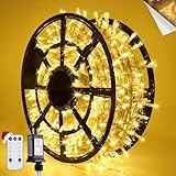 JMEXSUSS 168FT 600 LED Christmas Lights Outdoor Waterproof Clear Wire Warm White Christmas Tree Lights Plug in String Fairy Lights for Outside Indoor for Bedroom Wedding Party Holiday Xmas Decorations