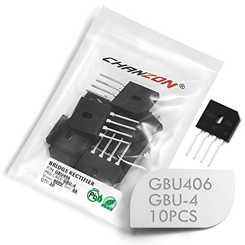 Image of (Pack of 10 Pieces) Chanzon GBU406 Bridge Rectifier Diode 4A 600V GBU-4 (SIP-4) Single Phase Full Wave 4 Amp 600 Volt Electronic Silicon Diodes