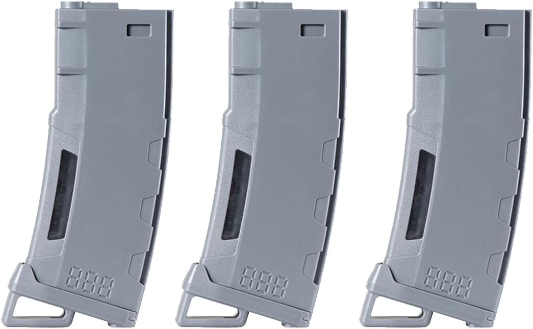 Lancer Tactical Airsoft M4 M16 Series Polymer 130 Round Transparent Window High Speed Mid-Cap Airsoft Magazine -Pack of Three