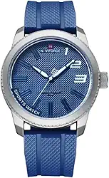 NAVIFORCE Relógio Esportivo Analógico Masculino, Quartzo Japonês, Azul, Silicone, 90 Dias de Garantia