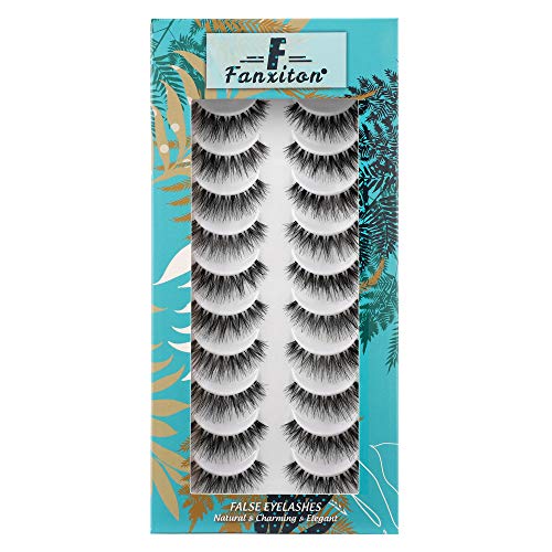 Natural False Eyelashes, FANXITON Wispy Fake Lashes Light Volume Lashes Pack 10 Pairs