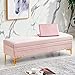 Luksusowe przechowywanie ławka otomana, aksamitna tapicerowana otomana podnóżek koniec łóżka ławka z przechowywaniem, nowoczesna salon wejście ławka do przewijania butów stołek-jasnoróżowa 60 x 40 cm (24 x 16 x 16 cali)