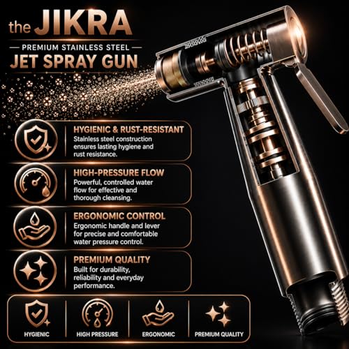 Image of Premium Stainless Steel Jet Spray Gun for Toilet - Durable Water Spray Gun for Bathroom Accessories Set & Personal Hygiene