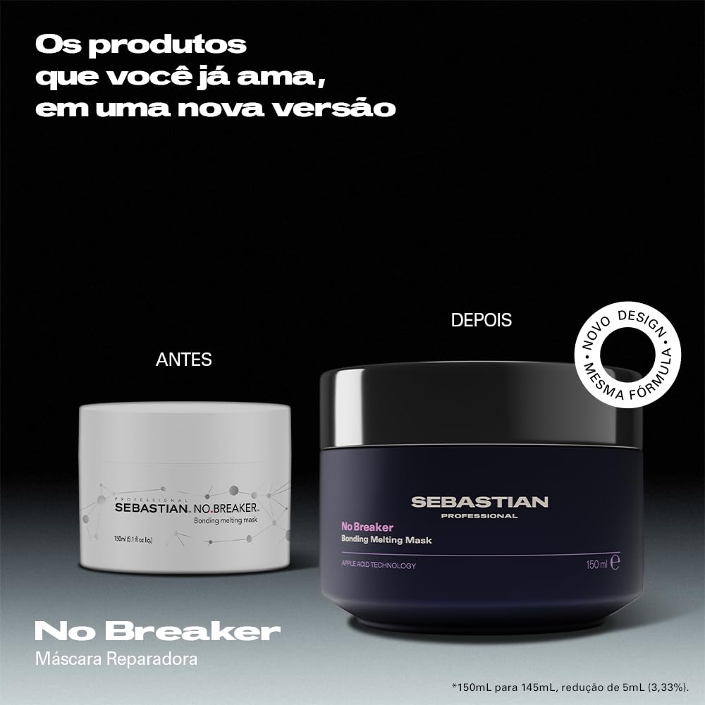Sebastian NO.BREAKER - Maschera per capelli danneggiati, con tecnologia agli acidi di mela, per levigatezza e lucentezza (145 ml)