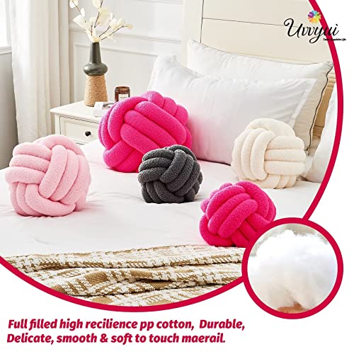 Image of Uvvyui Knot Pillow Ball, Soft Home Decorative Pillows, Round Throw Pillow, Handmade Knotted Plush Pillow, Round Boucle Pillow Cushion (11 Inches Hot Pink)