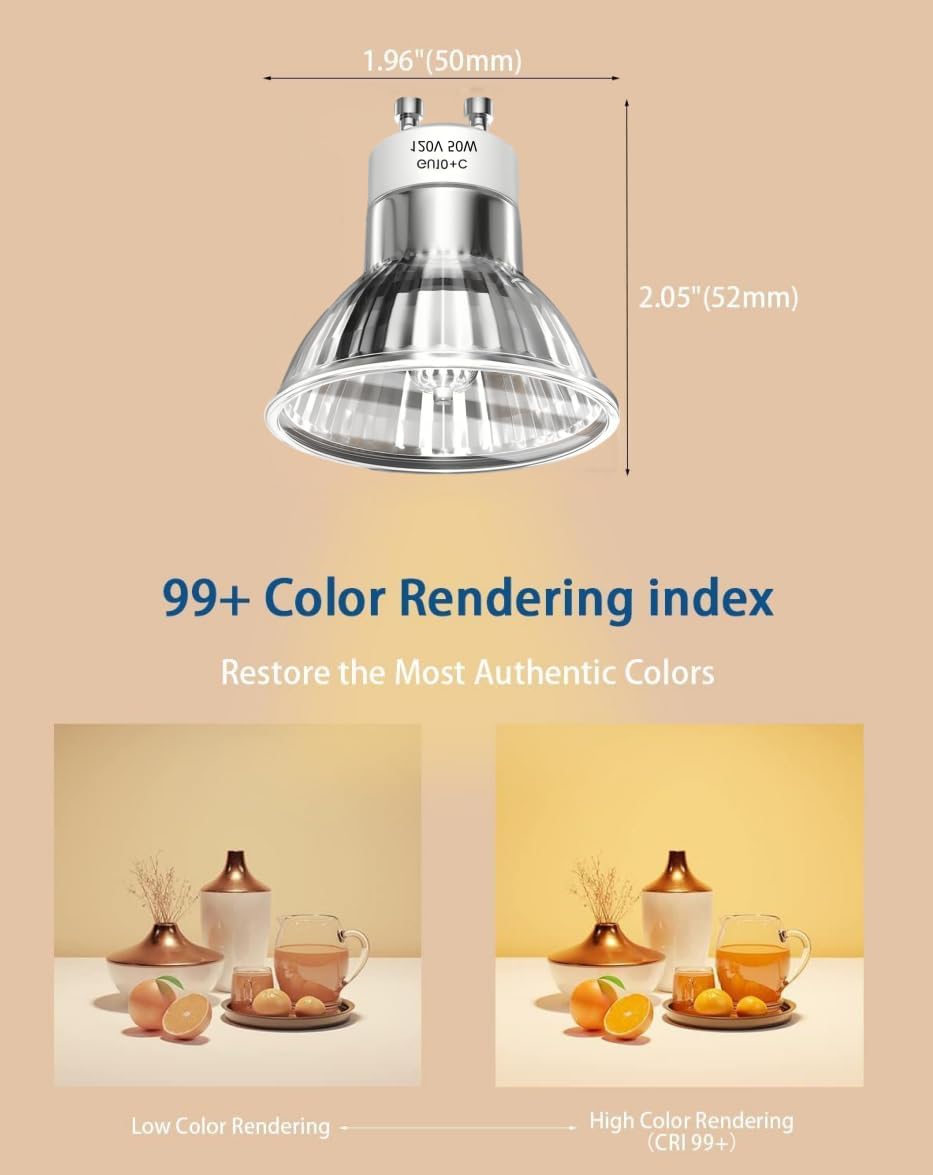 GU10 Halogen Light Bulb 120V 50W, 4PCS Tlf Fggl024 Uv Bulb, GU10+C, MR16 Light Bulb for Candle Warmer Lamp, Dimmable,2700K Warm White for Reflector Track Lighting, Recessed Lighting