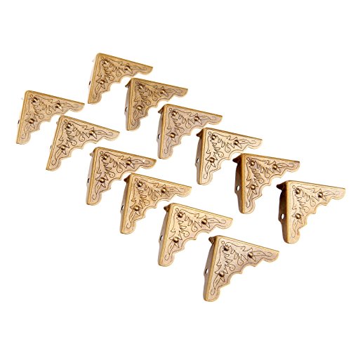 dophee 12Pcs Antique Brass Jewelry Box Corner Case Chest Corner Protector Guard Edge Cover