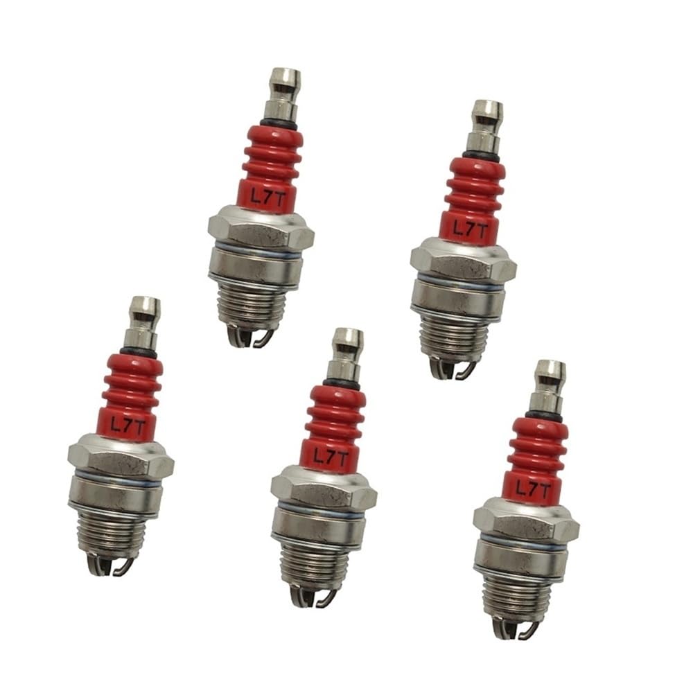 Juego de 5 bujías de Tres Polos L7T compatibles con motosierras, desbrozadoras, maquinaria de jardín y cortacéspedes.
