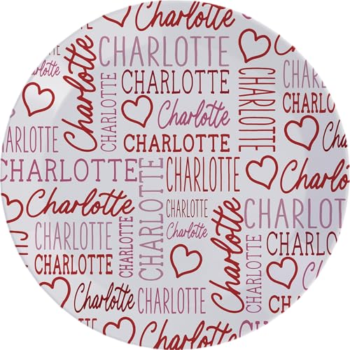 Personalization Universe Repeating Name Heart Personalized Kids Plate