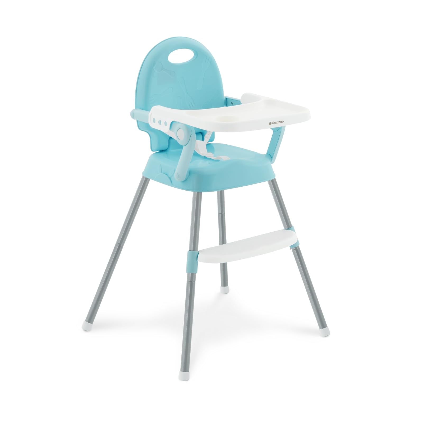 KikkaBoo SPOONY Trona Bebé 3 en 1, Silla Alta hasta 36 Meses, Trona Evolutiva, Asiento Elevador, Silla Baja, Plegable, Bandeja Extraíble, Azul