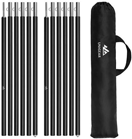 Unigear Tarp Poles telescopic set of 2, Aluminum pole for tarp, tent, awning, camping, adjustable from 40cm-240cm