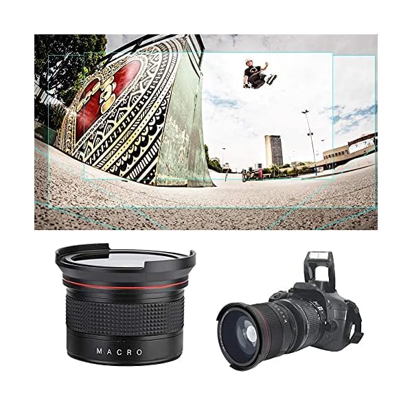 Wide Angle Converter 58Mm, 58MM 0,35X Fisheye Super-Weitwinkelobjektiv, professionelles asphärisches Ultra-Weitwinkel-Fisheye-Objektiv für SLR-DSLR-Kamera Schwarz – Bild 7