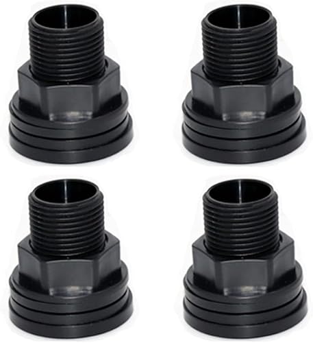 Conector de tanque de agua de mamparo de PVC con doble rosca para barriles de lluvia, acuarios, tanques de agua, bañeras, piscinas, espiga, negro,