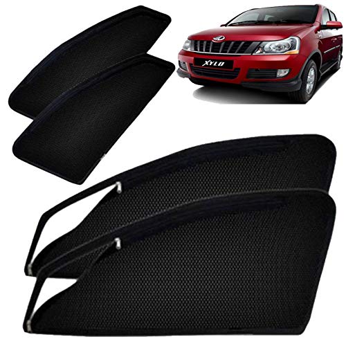 Image of Autofact Magnetic Car Sunshades Compatible with Mahindra Xylo (Set of 4) - Easy Installation, UV Protection, Keeps Car Cool (Front 2 with Zippers for Easy Access, Rear 2 Without Zippers)