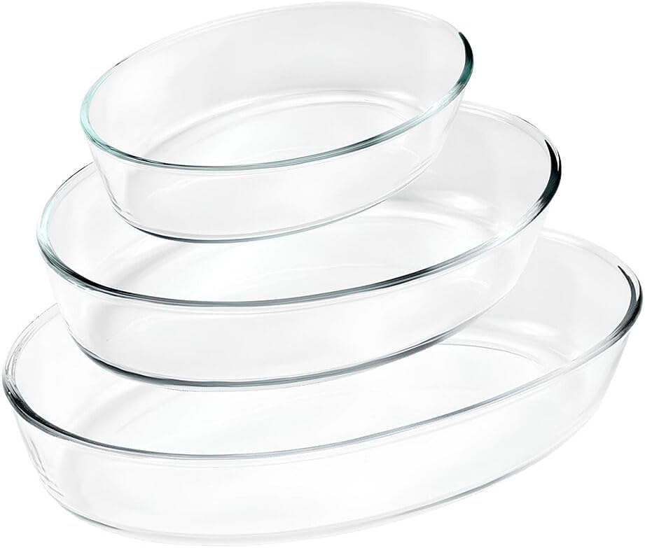 Jogo de Travessas de Vidro 3 Peças – Elegância para Servir - Tamanhos 1,5L 2,0L e 3,0L