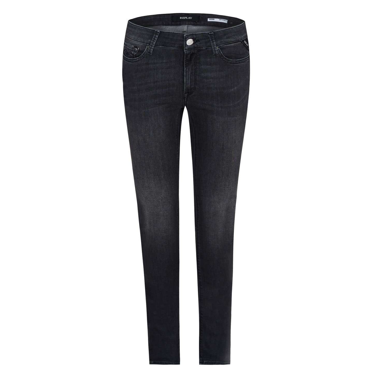 REPLAY Damen Jeans Luzien Skinny-Fit mit Power Stretch, Dark Grey 097 (Grau), 28W / 28L