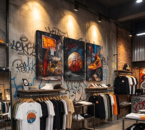 3Pcs Graffiti Basketball Sneakers Canvas Wall Art Canvas Wrapping 12x16in by GKQNMU - Used condition - Image 4
