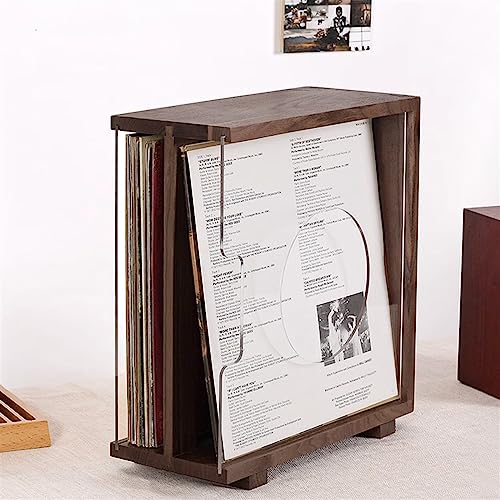 Caja para discos de vinilo protectora de polvo con marco de madera maciza 6