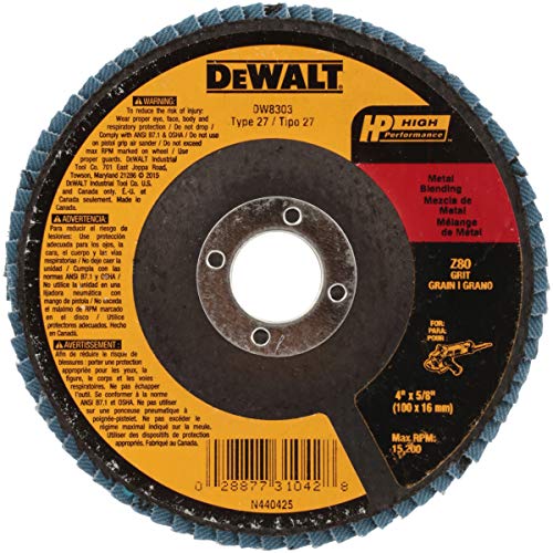 DEWALT DW8303 4-Inch by 5/8-Inch 80 Grit Zirconia Angle Grinder Flap Disc