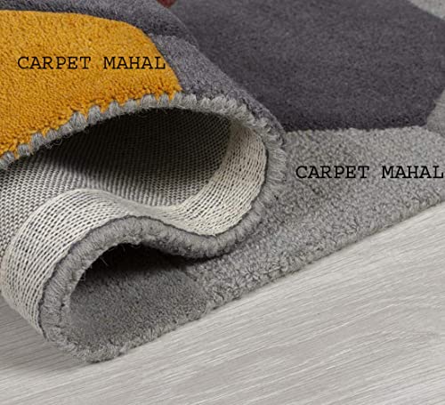 Image of Carpet Mahal Export Quality Handmade Tuffted Pure Woollen Carpet for Living Room Bedroom Size 5 x 7 feet (150X210 Cm) Color-Multi