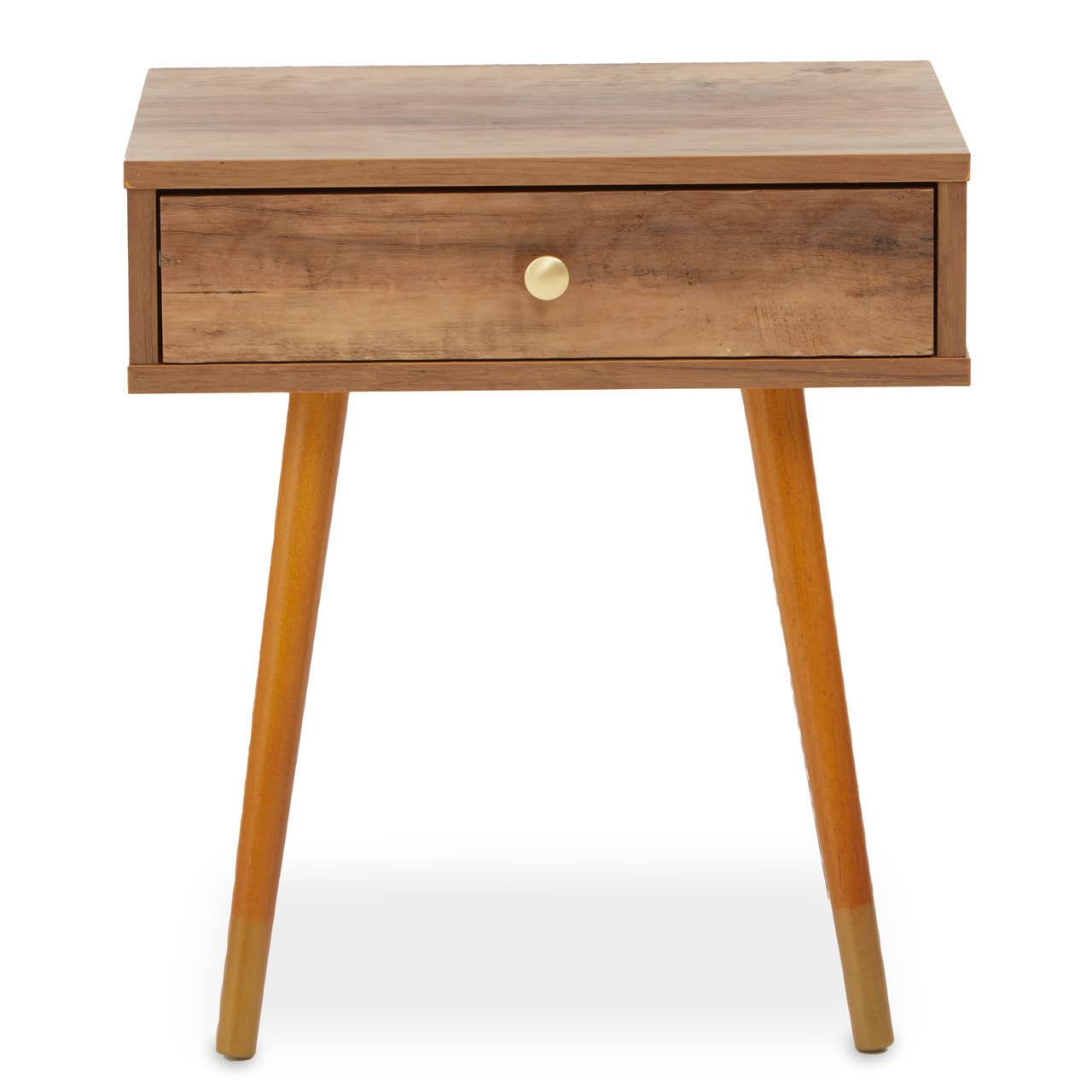 Premier Housewares Contemporary Wooden Small Side Table - Brown - Storage Drawer - H50 x L29 x W45cm