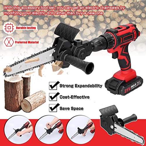 Weytoll Electric Drill Chainsaw, 6 Inch Electric Drill Modified To Electric Chainsaw Drill Attachment, Chain Saw Drill Attachment With Wrench And Chain, For 6-13Mm Three-Jaw Collet Drill #TOP1