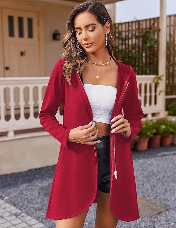 Zeagoo Women's Fall Jacket 2025 Zip Up Hoodies Long Sleeve Long Tunic Sweatshirts Oversized Fleece Casual Coat with Pocket - Image 2