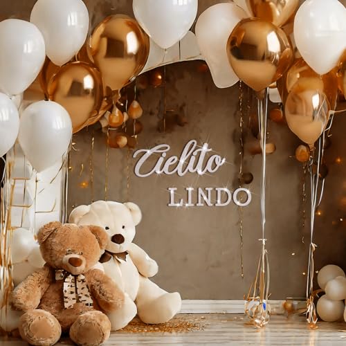 Image of VitalCozy Cielito Lindo Sign for Backdrop Felt Cielito Lindo Sign for Balloon Arch Baby Shower Birthday Party Mexican Talavera Wedding Party Decor for Backdrop Balloon Arch Decor(White,Glitter)