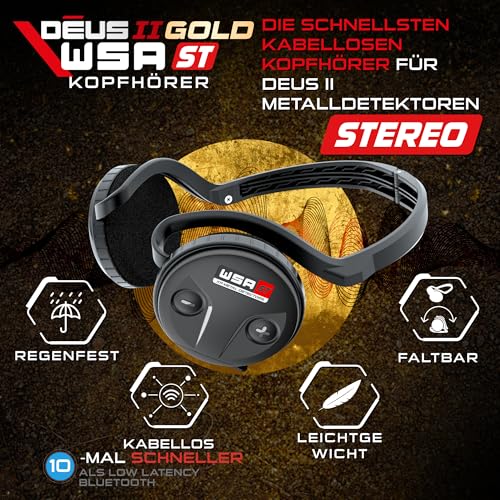 XP Metal Detectors Deus II + HF2 und WSA ST – Hochleistungs-Mehrfrequenz-Metalldetektor, ideal für Gold, mit Fernbedienung, HF2-Hochfrequenzspule und kabellosen WSA ST-Kopfhörern (DEUS2-ELLHPRCWAST)