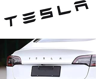 Funce 3D Raised Tesla Letters Sticker Tailgate Insert Emblems Compatible with Tesla Model 3/Y/S/X Series with 3M Adhesive Backing (Matte Black)
