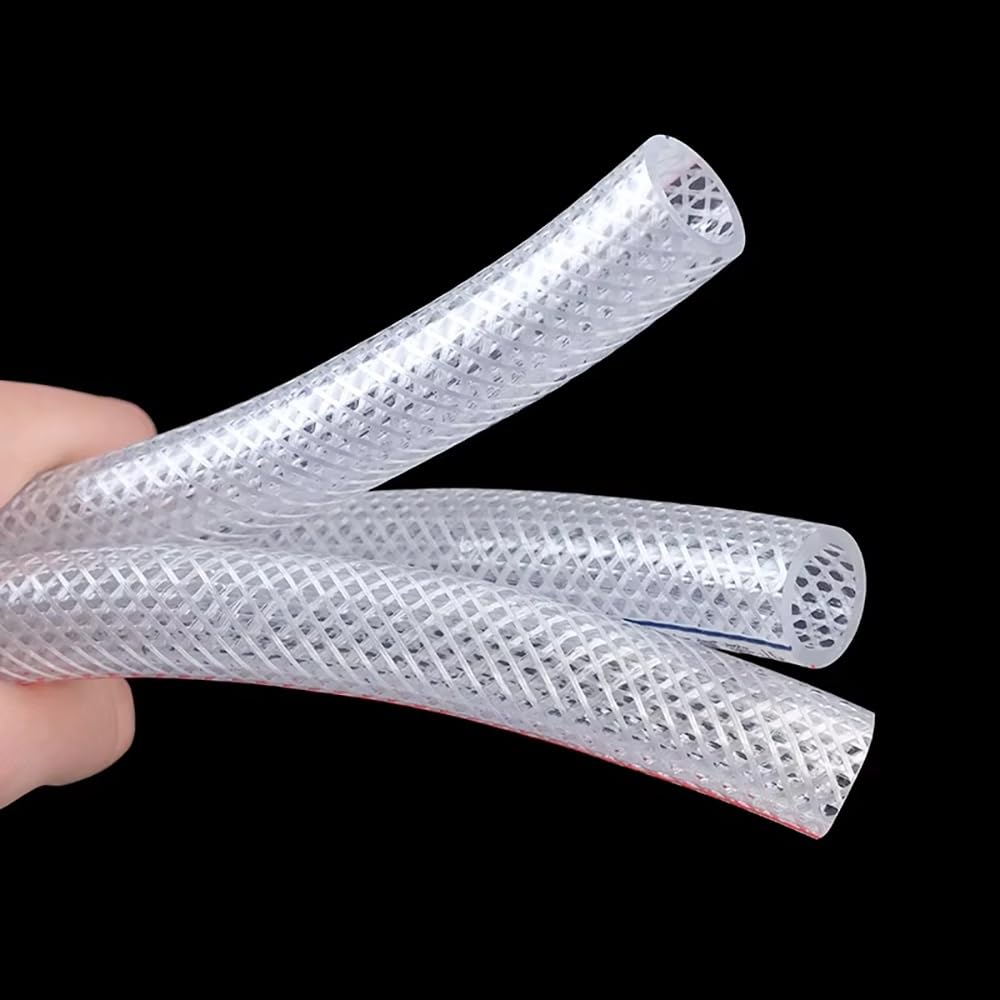 Manguera De Agua Trenzada Reforzada Con Fibra De PVC De 1m De Longitud, Tubo De Piel De Serpiente De Malla Transparente for Riego De Jardines Y Limpieza De Vehículos(32x38mm 1M)