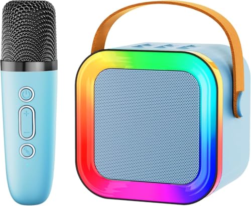 Image of Fully Karaoke Mic with Speaker for Singing Mini Portable Bluetooth Speaker with Mic and LED Lights Best Birthday Gift for Kids and Adults Pack of 1