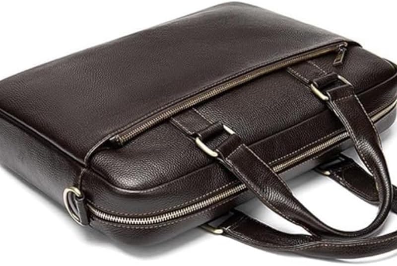 Business commuting Men's Horizontal Crossbody Briefcase Leather Hand bag Daily routine image 4