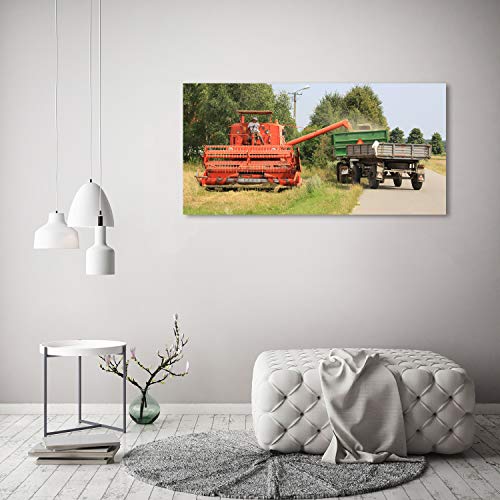 Tableau photo décorative panoramique 120x60 cm moissonneuse sur verre - 4