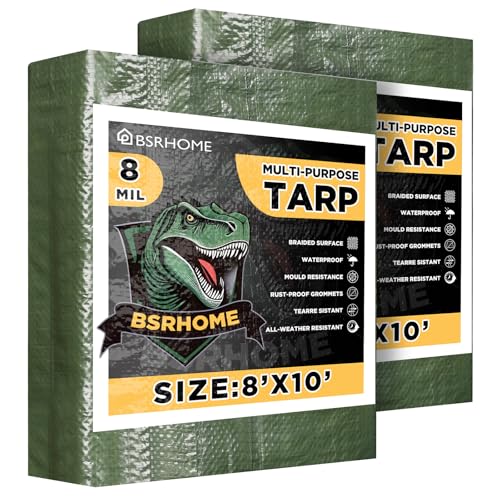 Tarps Waterproof 8x10 Feet, 2 Pack Heavy Duty Green Tarp