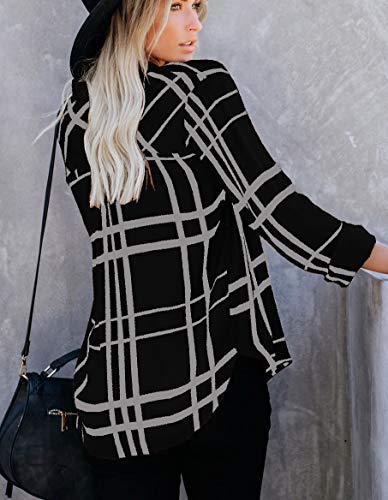 Zc&Gf Women's Long Sleeve V-Neck Stripes Casual Blouses Pocket Button Down Shirt Tops #TOP2
