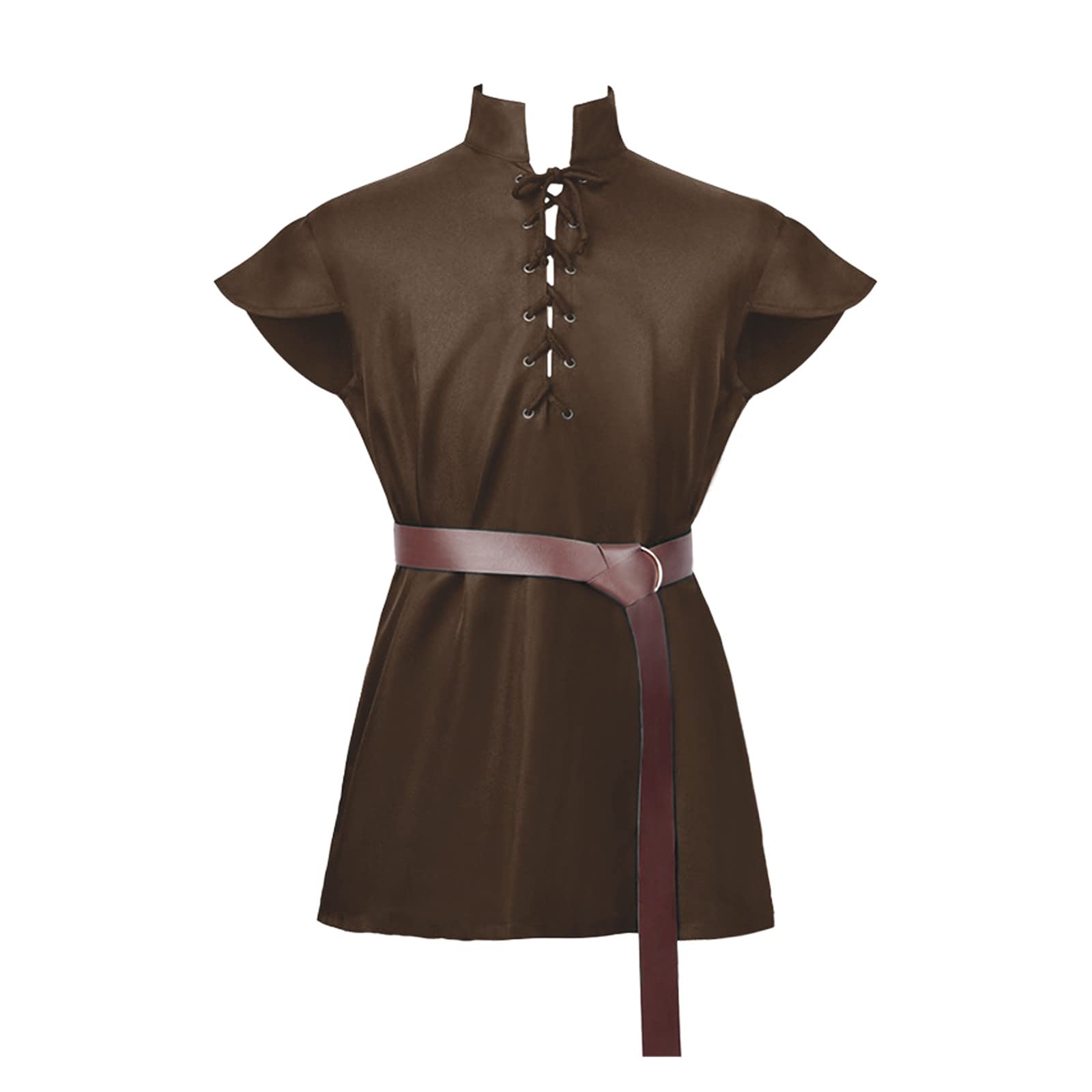 Generisch _ Disfraz medieval para hombre, túnica de Halloween, camisas, camisa medieval con cordones, blusa, tops, cosplay, túnica, chaleco, tanques