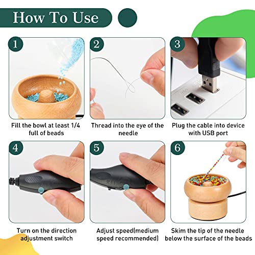 Tilhumt Electric Jewelry Making, Adjustable Speed Beading Bowl Spinner Starter Kit With 2 Beading Needles, 3000 Seed Beads For Waist Bracelets Necklace #TOP4