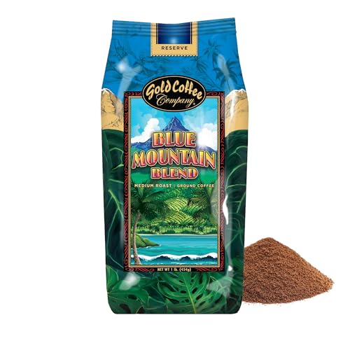 Gold Coffee Co. Blue Mountain Premium Blend - Medium Roast, Finely Ground 100% Arabica Coffee - Notes of Cocoa, Sweet Honey, Citrus Notes, 1 lb.
