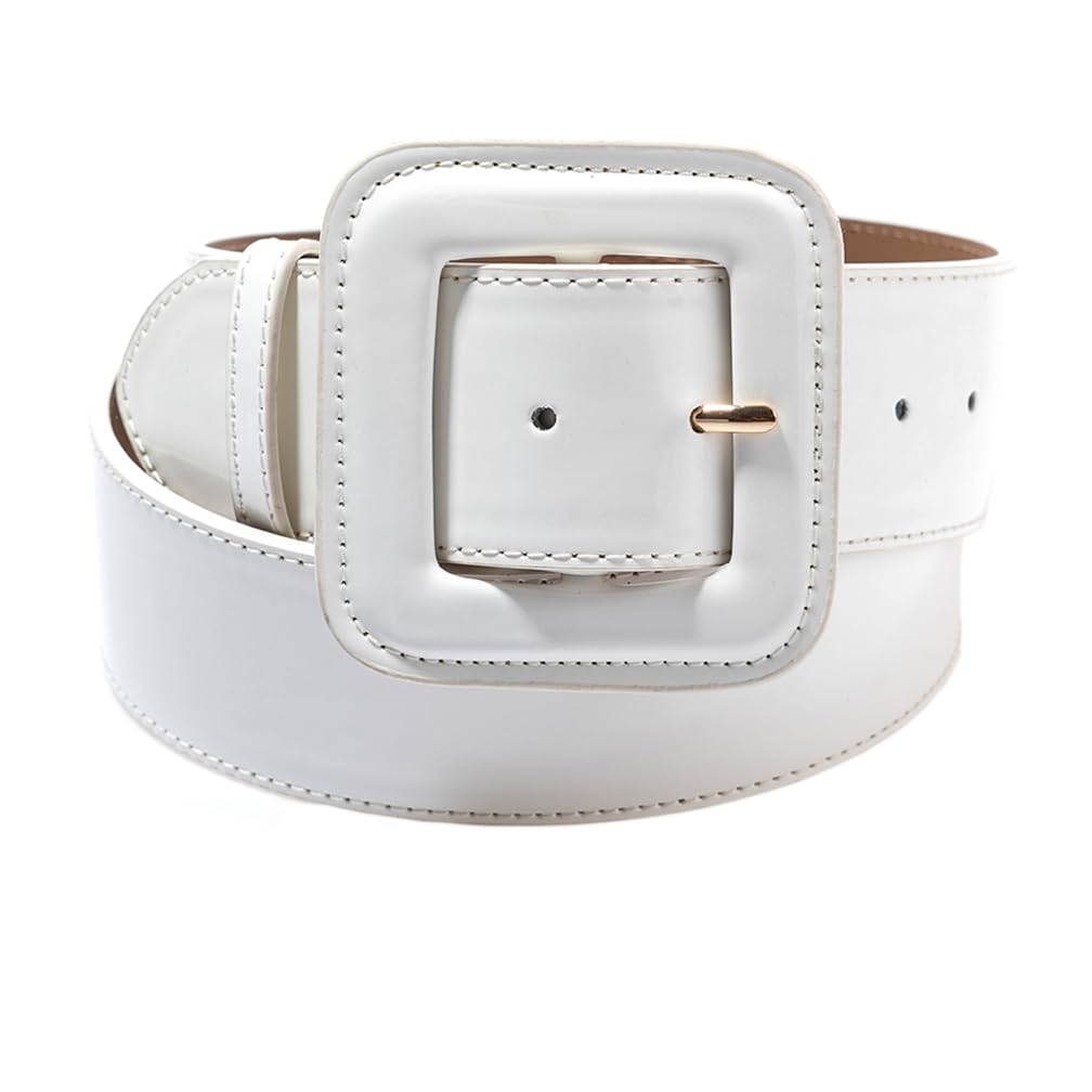 Waist Belt White Patent Belt ANNULOYAWide Patent Leather Belt For