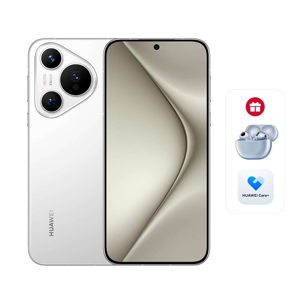 HUAWEIPura 70 Smartphone, 6.6" Flat-edge Screen, Ultra Speed Snapshot, 66W SuperCharge, 4900mAh Battery, 12GB+256GB, White + 'HUAWEI Freebuds PRO3' + '6 month Huawei Care+'