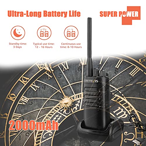 Retevis RB85 Walkie Talkie Professionali, Radio Bidirezionale a Lungo Raggio con Riduzione del Rumore AI, Ricetrasmettitore Portatile Ricaricabile da 2000 mAh per Cantiere (Nero, 6 Pezzi) - Image 4