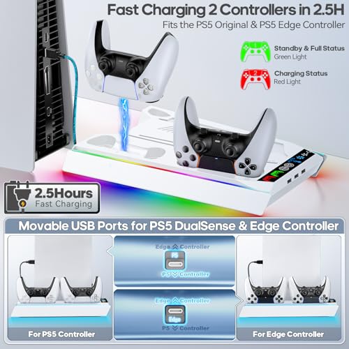 Image of Tokluck PA5 /Slim /Pro Cooling Station with Auto Turbofan & 3-Level Speed, PA5 Vertical Stand Cooling Fan Station with Controller Charger, Accessories Base Cooler Docking Station, White